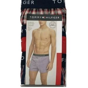 Tommy Hilfiger 3-Pack Slim Fit Woven Boxers X-Large (40-42)  Assorted Navy/Red